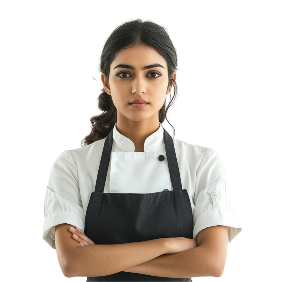 Female Chef in Apron with Arms Crossed On Transparent Background png