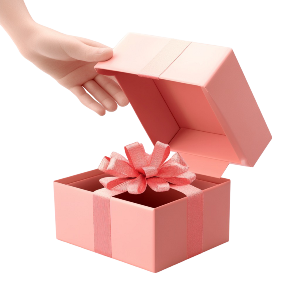 A pink gift box with a bow on transparent background png