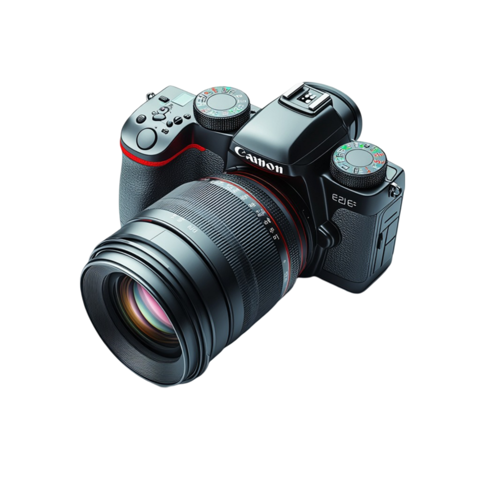 A digital camera with a lens on Transparent Background png