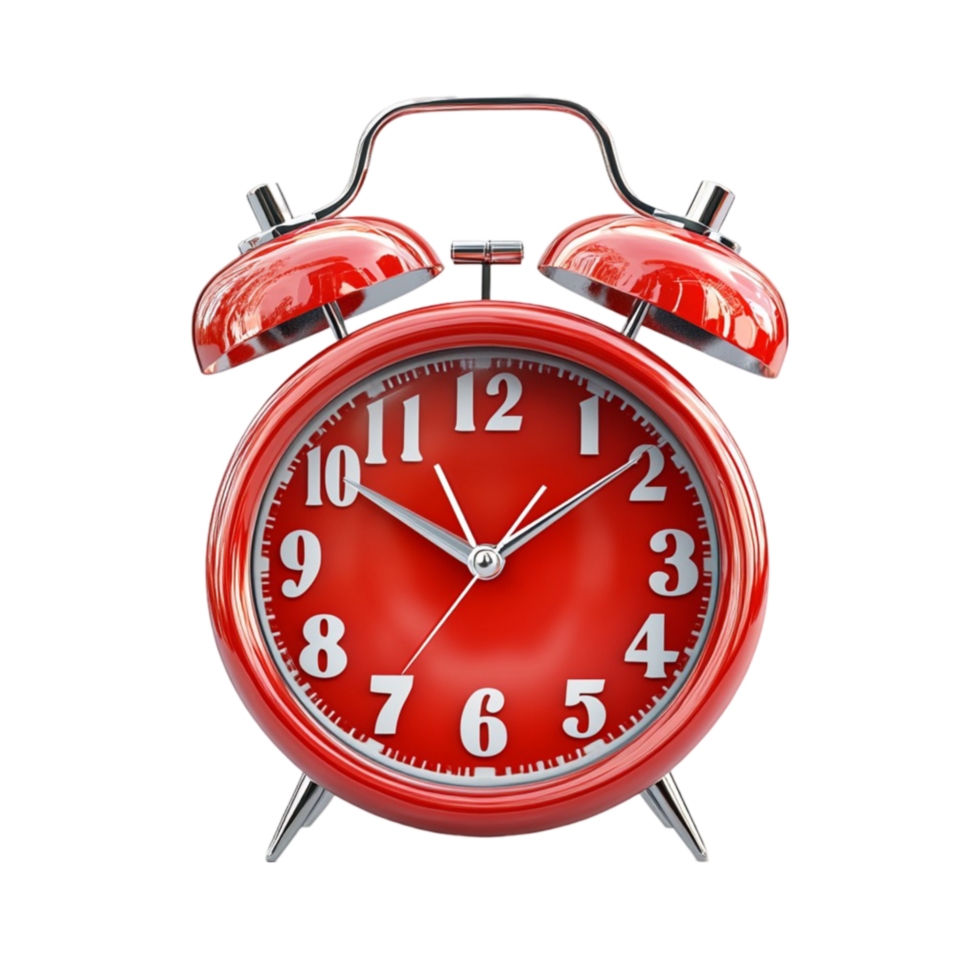 Modern Red Alarm Clock On Transparent Background png