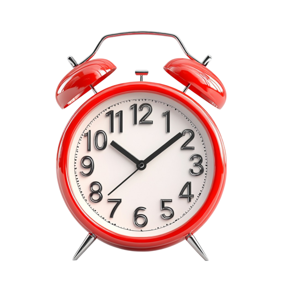 Vibrant Red Alarm Clock Icon On Transparent Background png