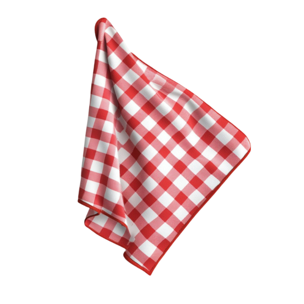 Red and White Checkered Scarf Illustration on Transparent Background png