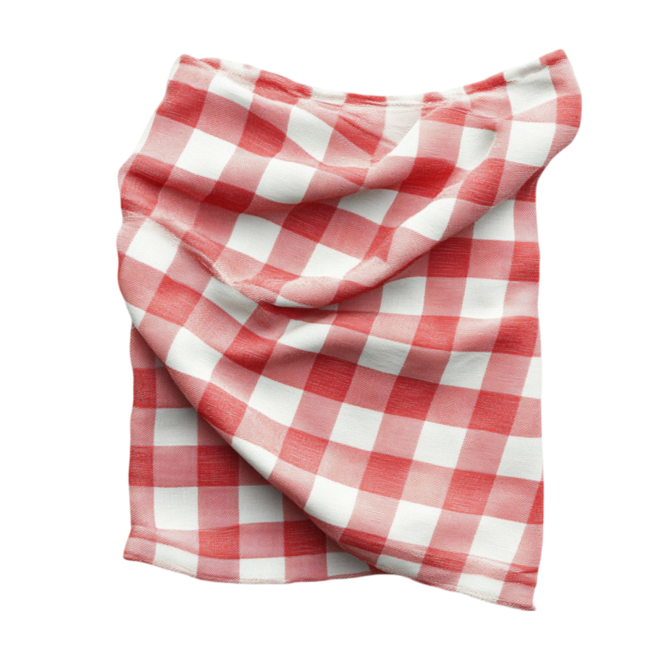 A red and white checkered towel on transparent background a transparent background png