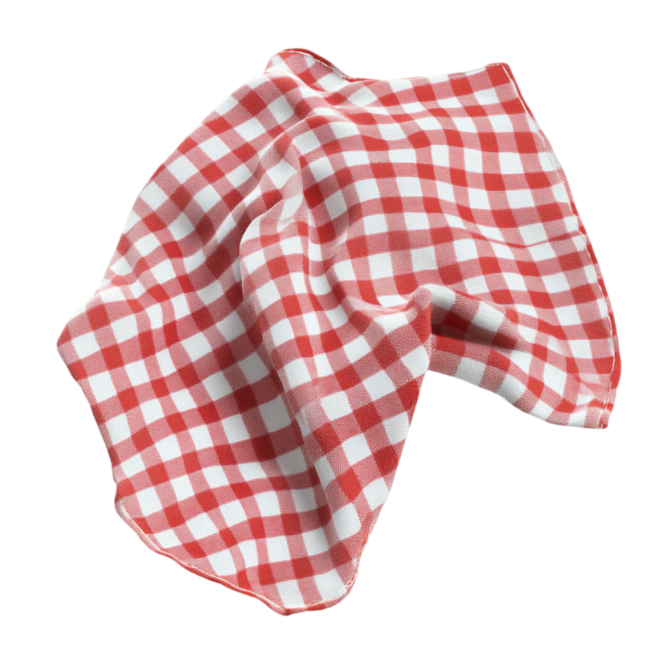 Red and White Checkered Scarf Pattern on Transparent Background png