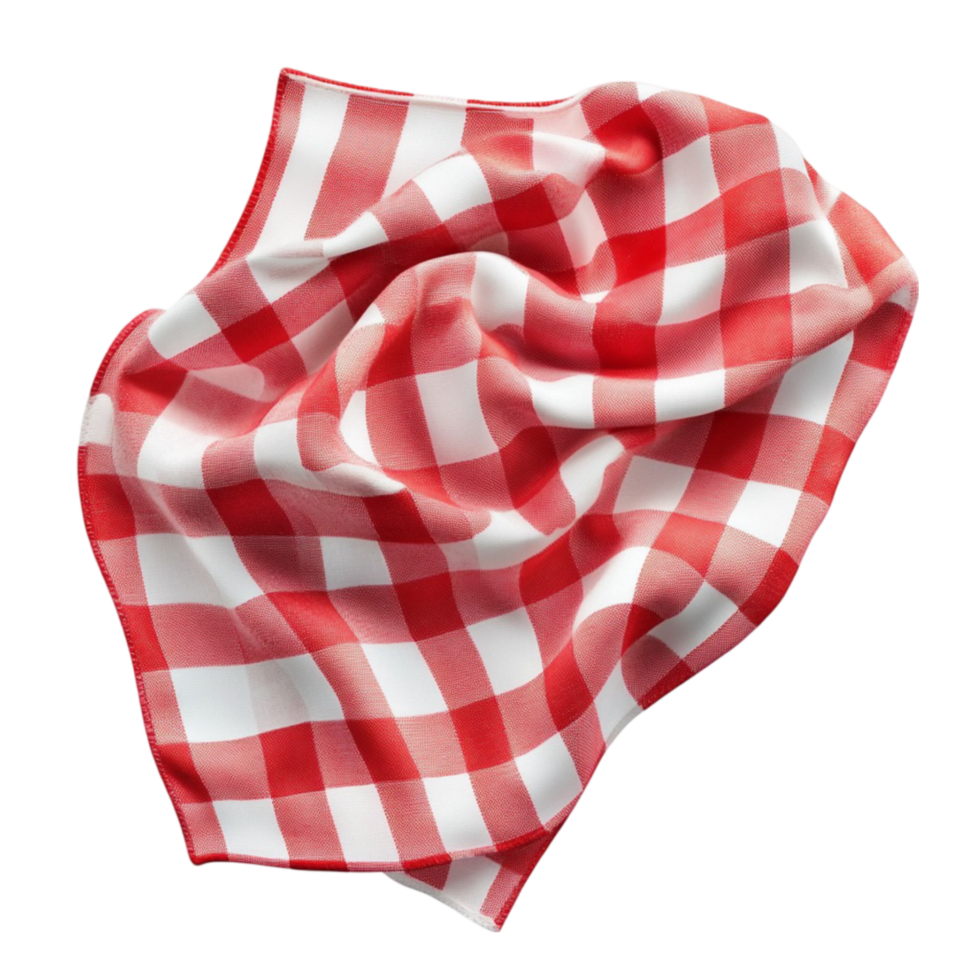 Red and White Checkered Scarf on Transparent Background png
