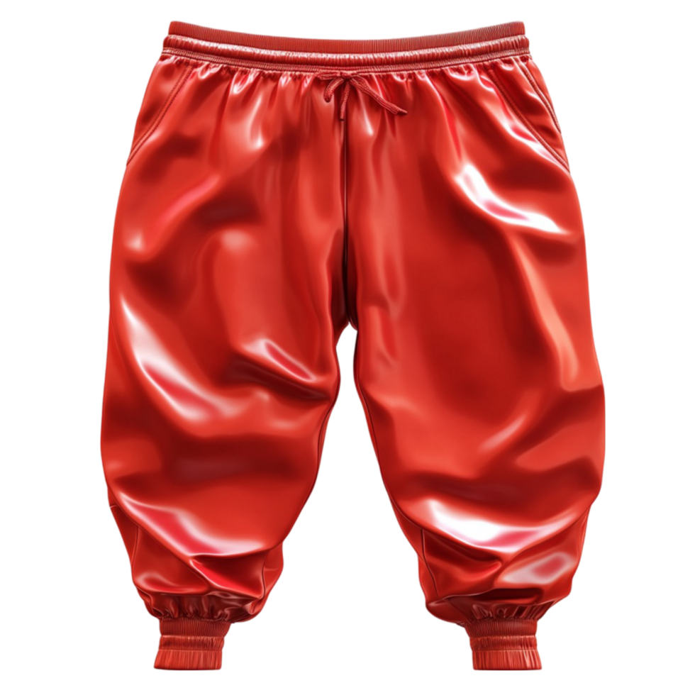 Elegant Red Satin Sweatpants On Transparent Background png