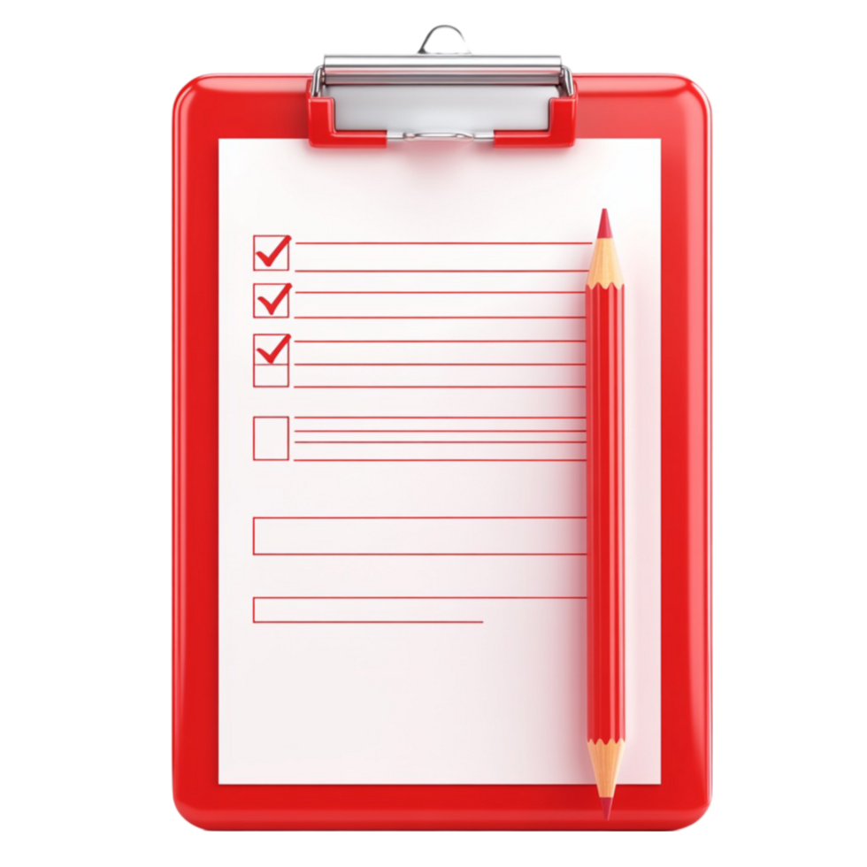 Modern Clipboard with Pen and Checklist On Transparent Background png