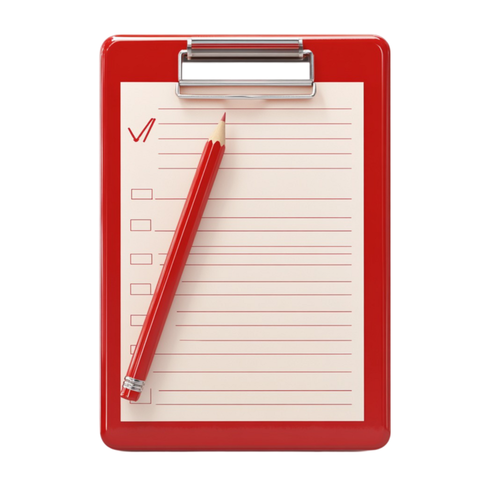Clipboard with Pen and Checklist On Transparent Background png