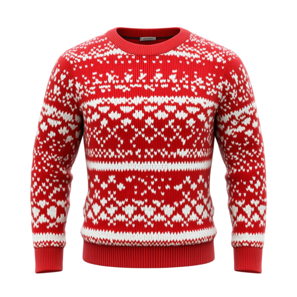 Cozy Red Sweater With Snowman Design On Transparent Background png