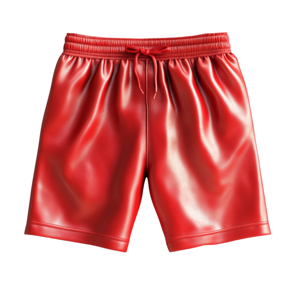 Comfortable Red Shorts with Elastic Waistband On Transparent Background png