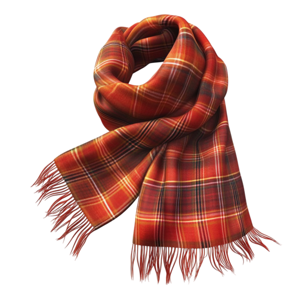 Classic Red and Black Plaid Scarf On Transparent Background png
