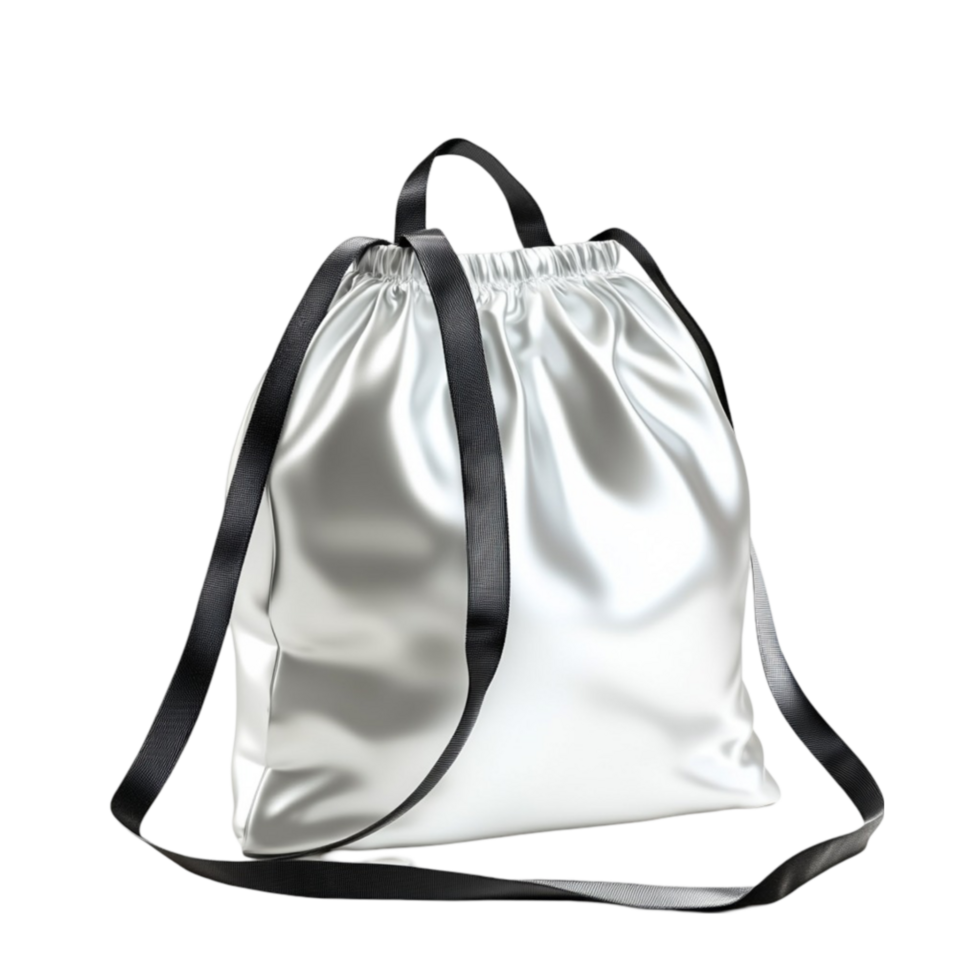 Shiny Satin Drawstring Bag On Transparent Background png