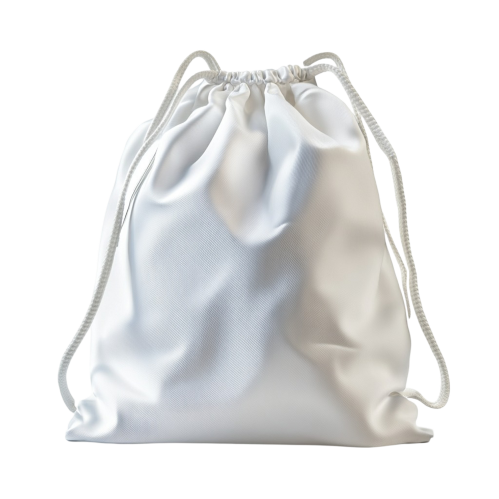 Elegant White Satin Drawstring Bag On Transparent Background png