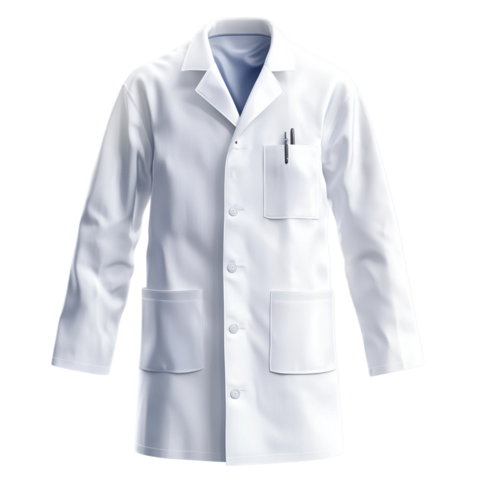White Lab Coat with Pockets on the Front on Transparent Background png