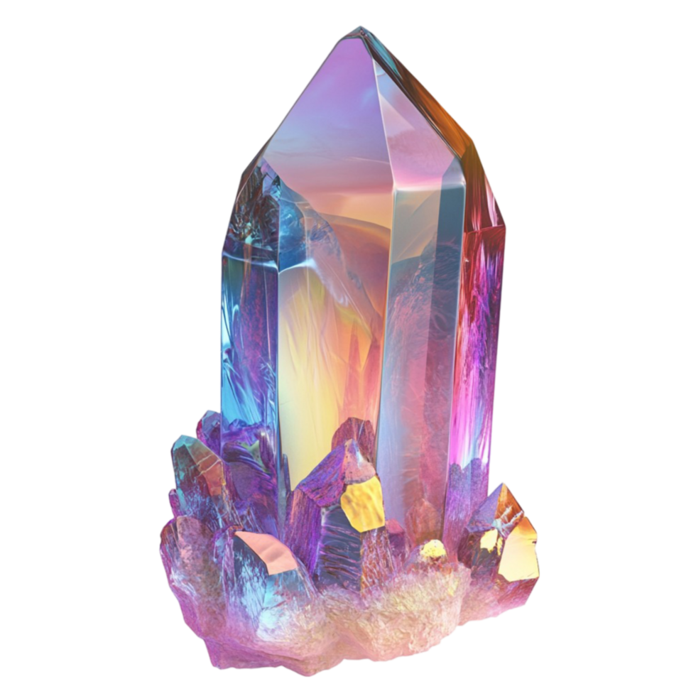 A Crystal with Rainbow Colors on Transparent Background png