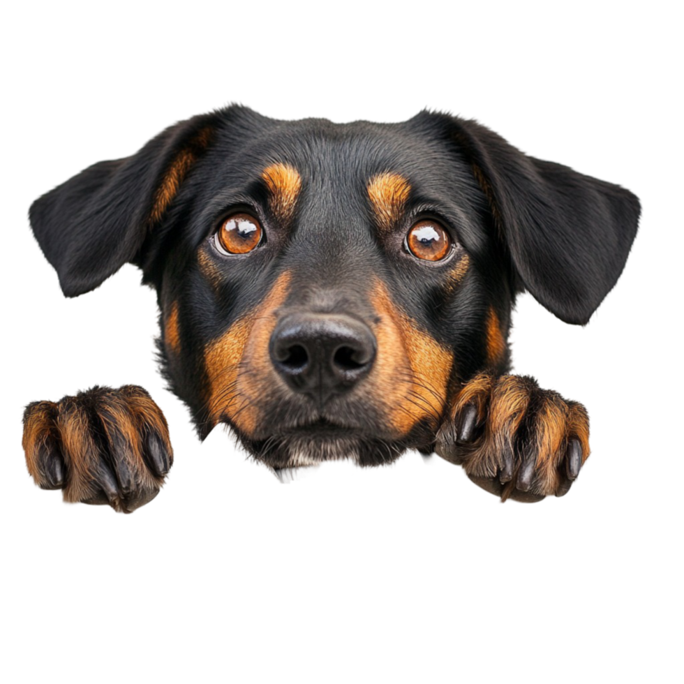 A dog's head peeking out from behind a black background png