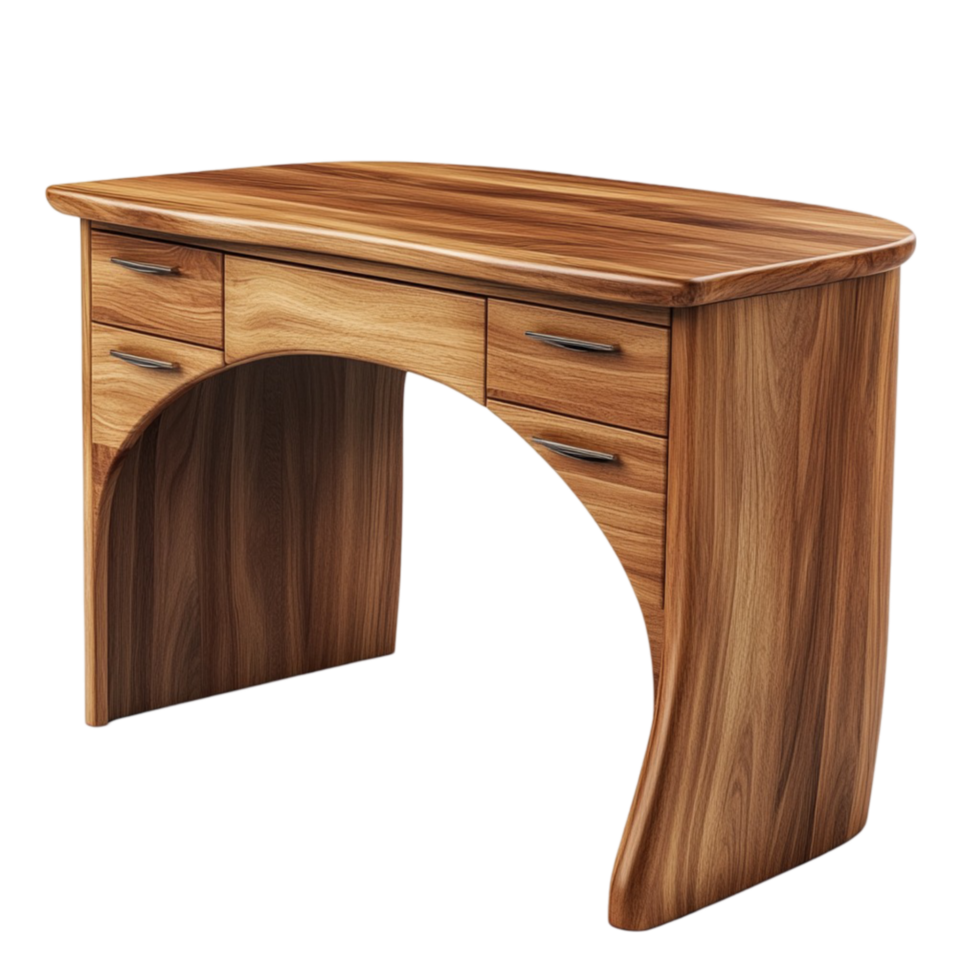 A desk with a curved top and a curved back png