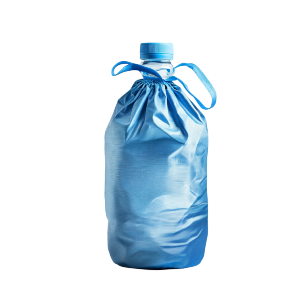 A blue plastic bag with a blue ribbon png