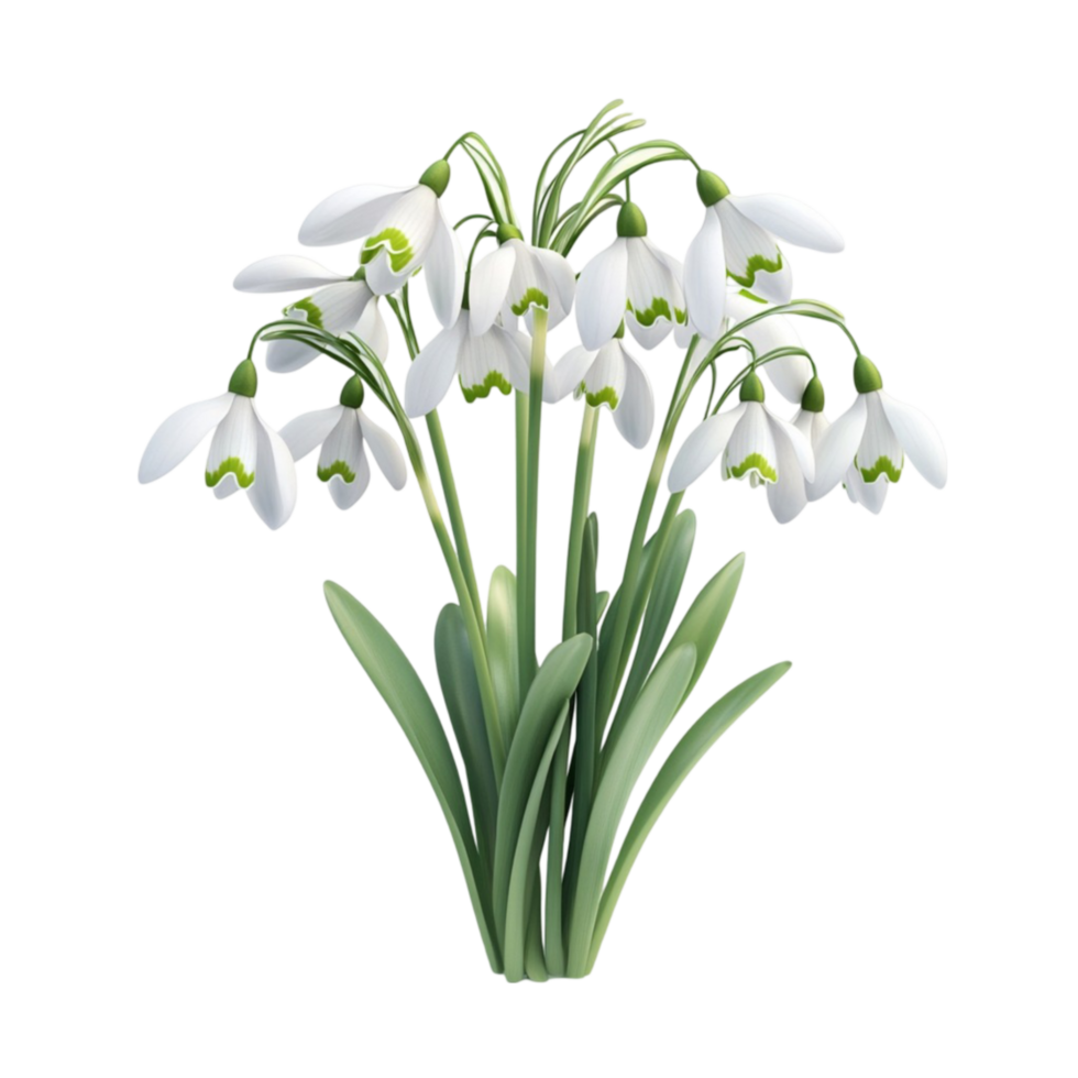 A bouquet of snowdrops on a black background png
