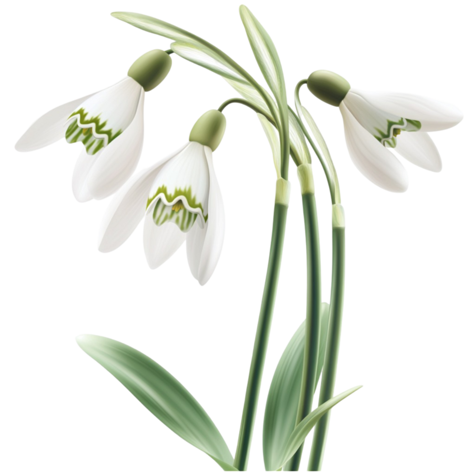 White snowdrop flowers a transparent background png