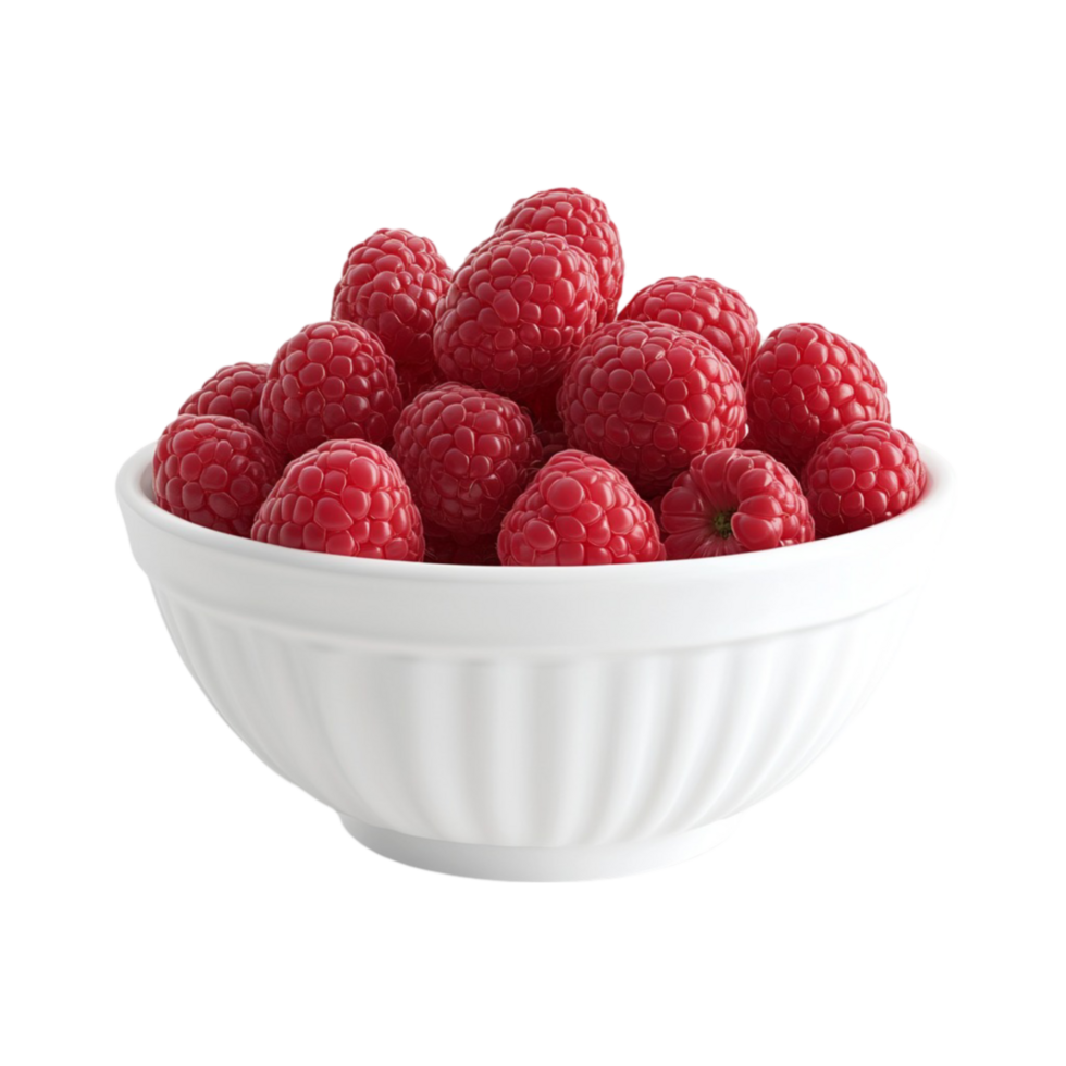 A bowl of raspberries on a black background png