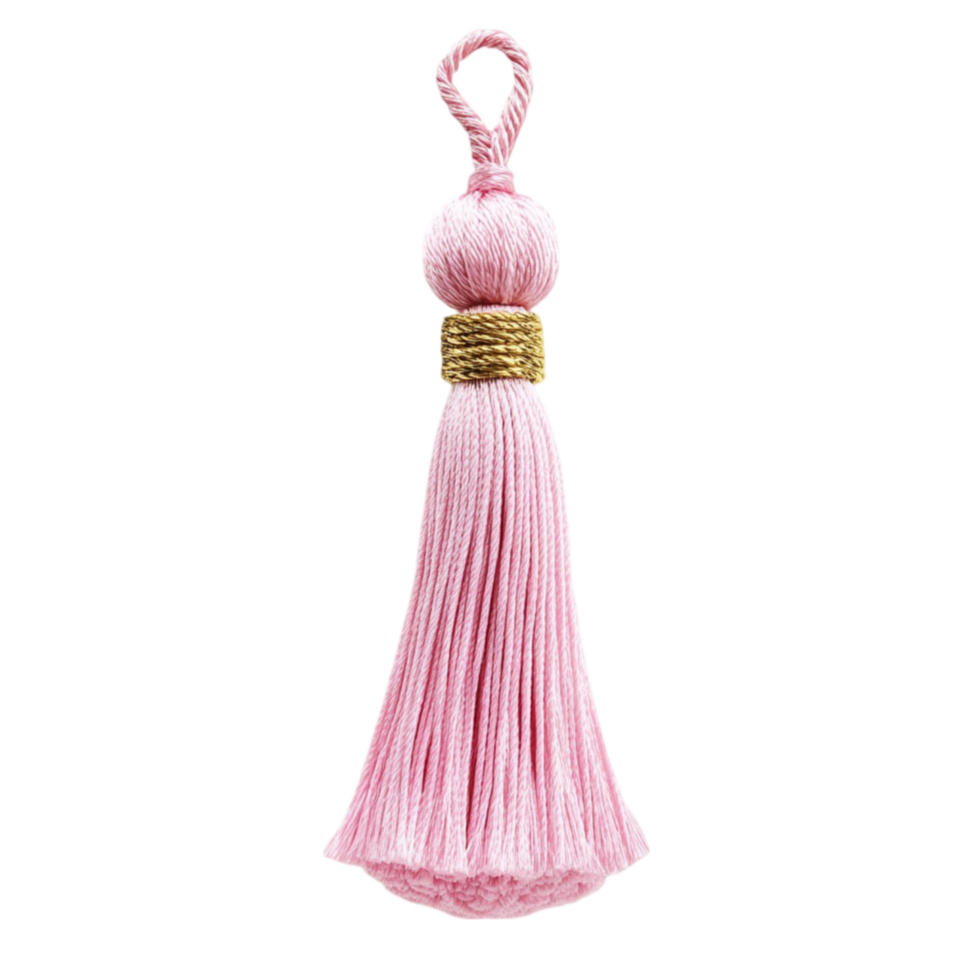 A pink tassel hanging from a transparent background png