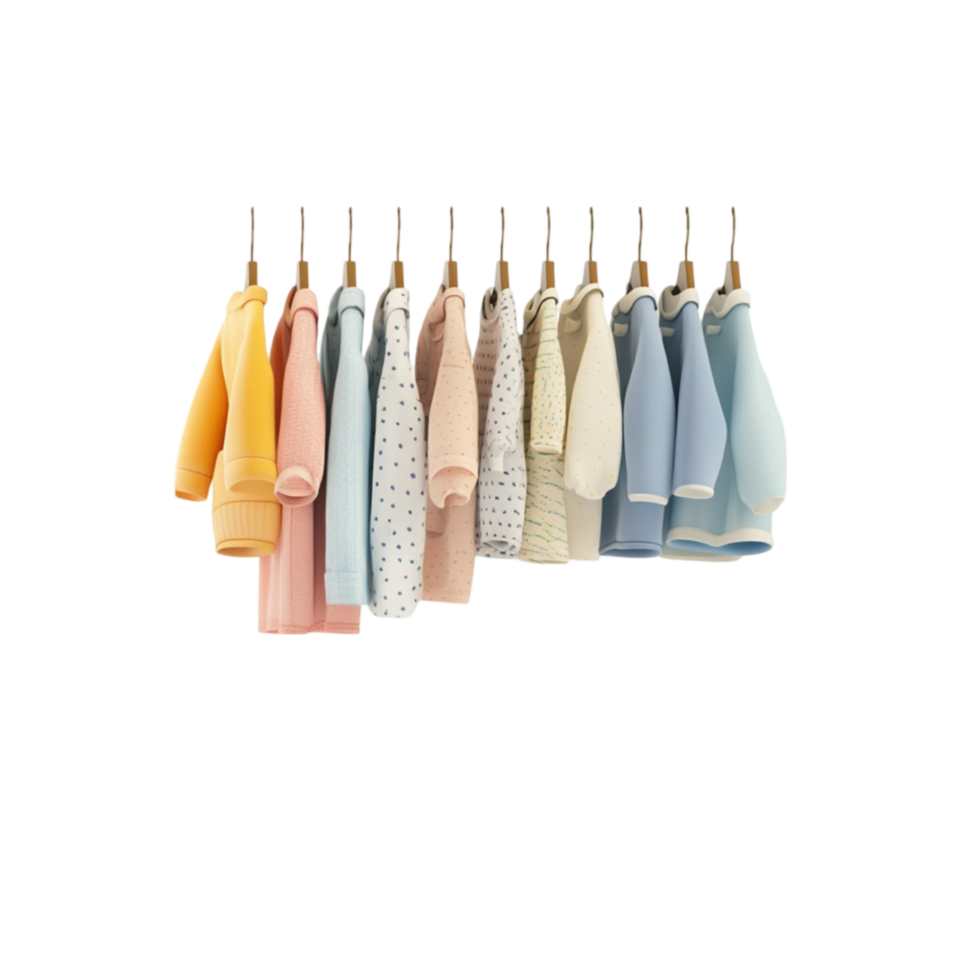 colorful clothes hanging on a hanger on a white background png