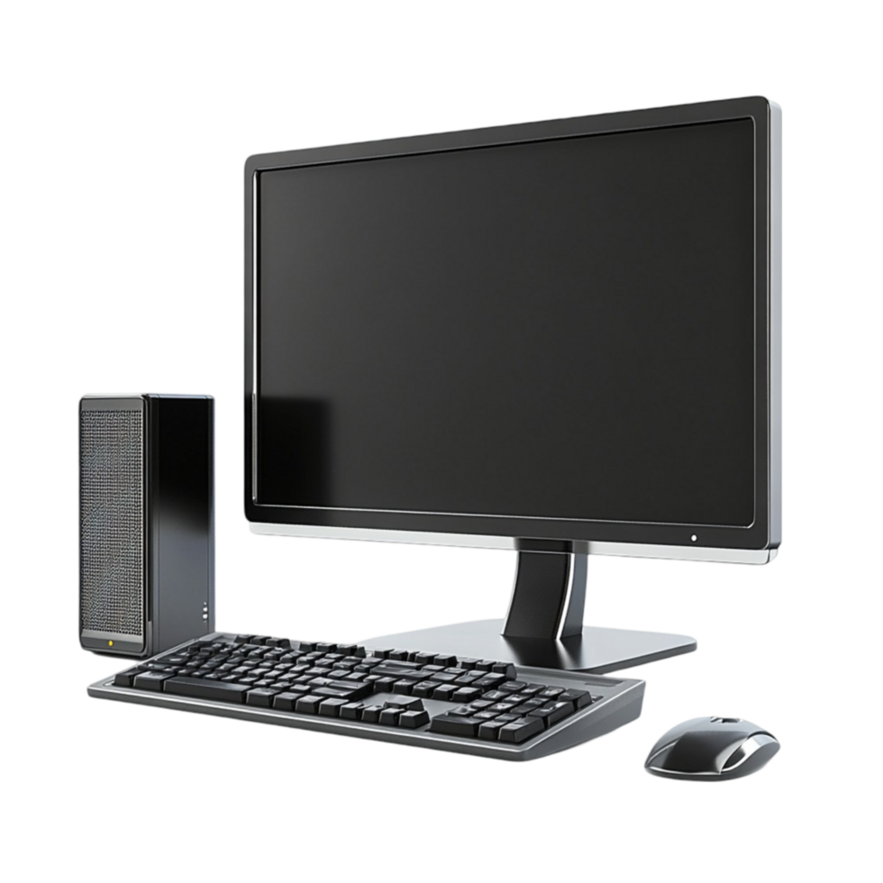 a computer monitor, keyboard and mouse are shown png