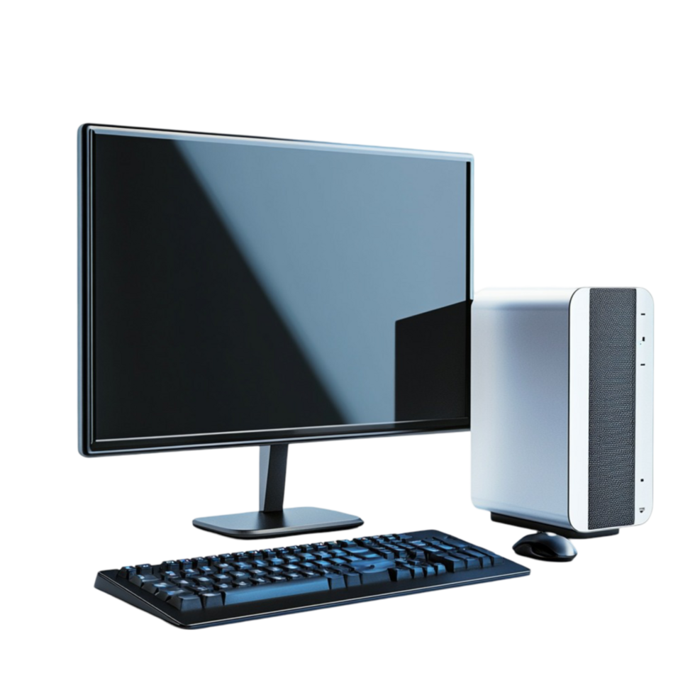 computer monitor, keyboard and mouse on a white background png