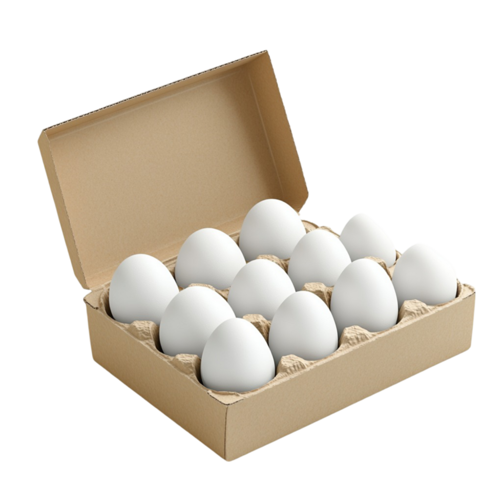 Brown Eggs in a Cardboard Box On Transparent Background png
