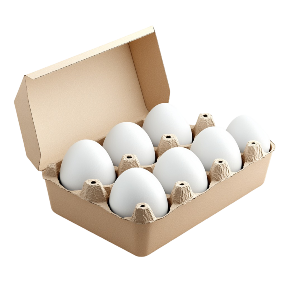 Farm Fresh Eggs in a Cardboard Box On Transparent Background png