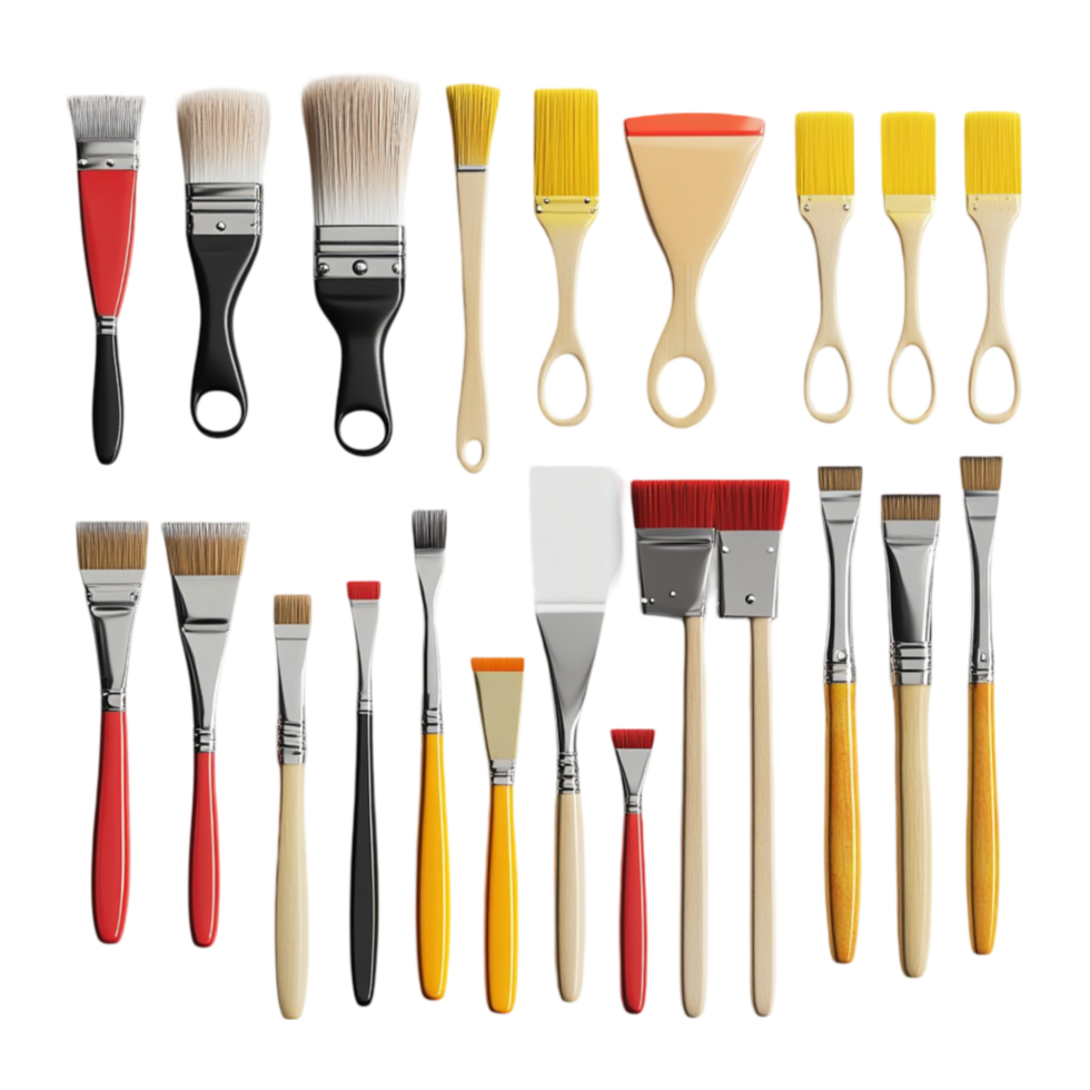Set of Colorful Paint Brushes on Transparent Background png