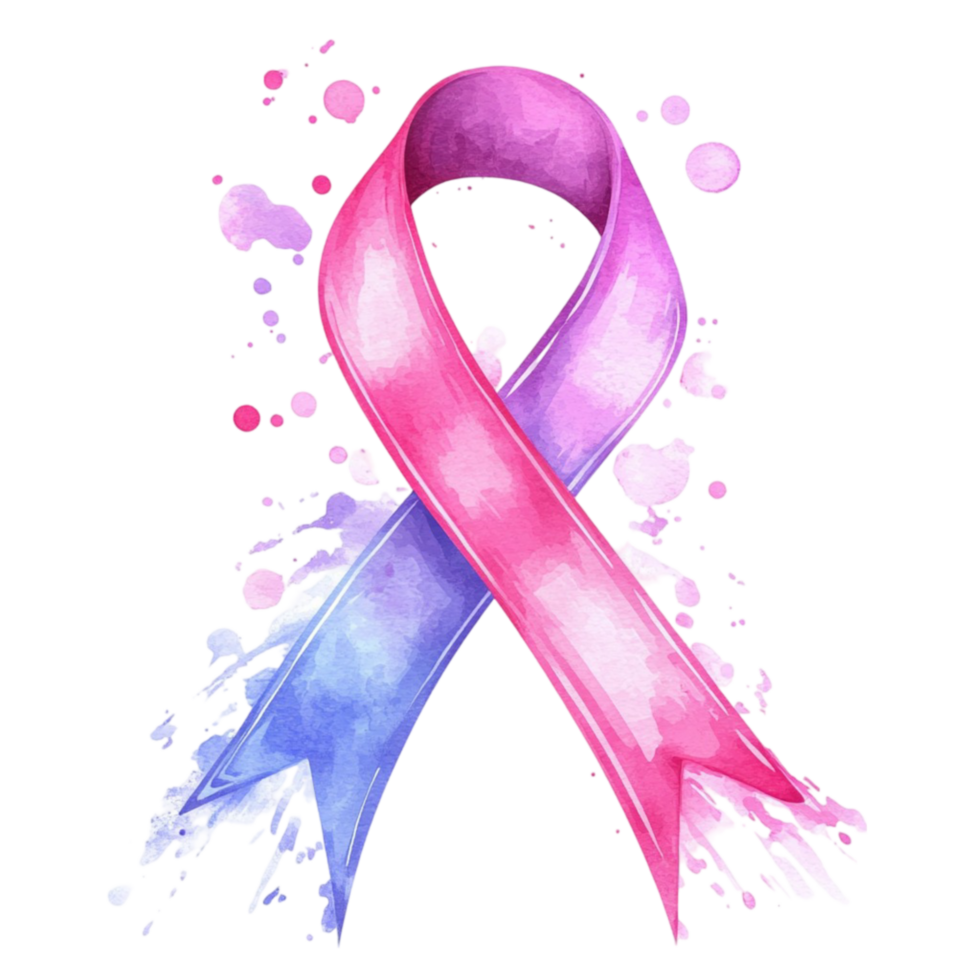 Pink Ribbon Symbol for Cancer Awareness on Transparent Background png