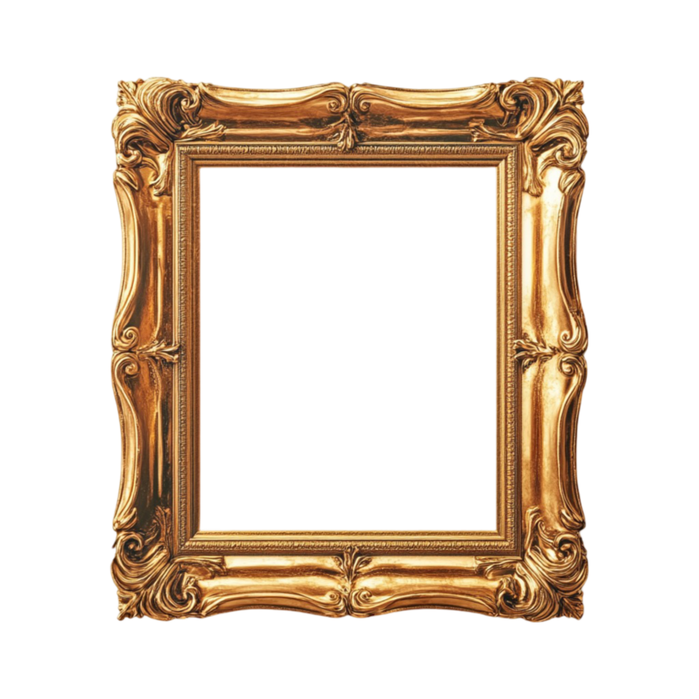 Golden Decorative Frame on Transparent Background png