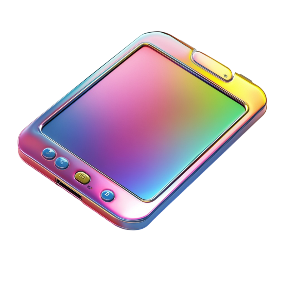 Modern Portable Device with Touchscreen and Buttons on Transparent Background png
