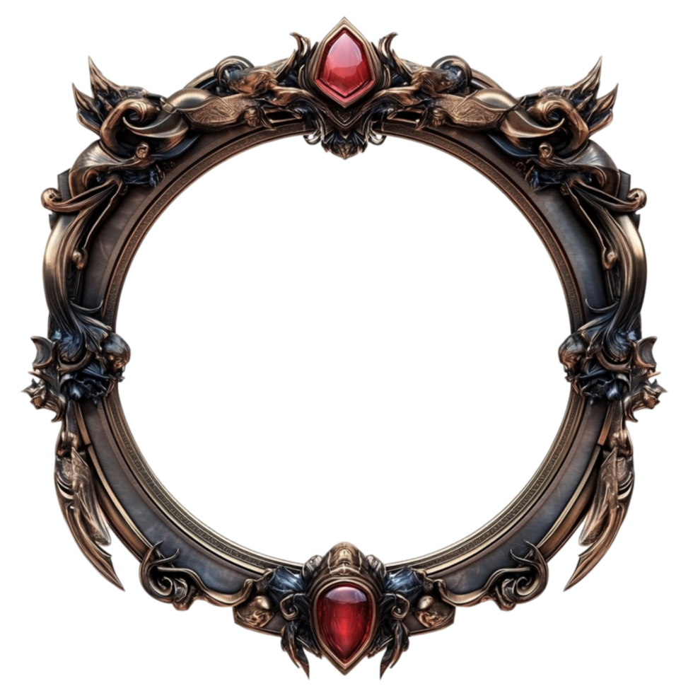 Black and Gold Framed Design with Decorative Edges on Transparent Background png
