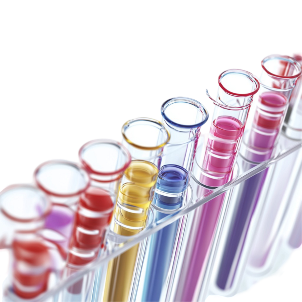 Test Tubes with Different Colored Liquid on Transparent Background png