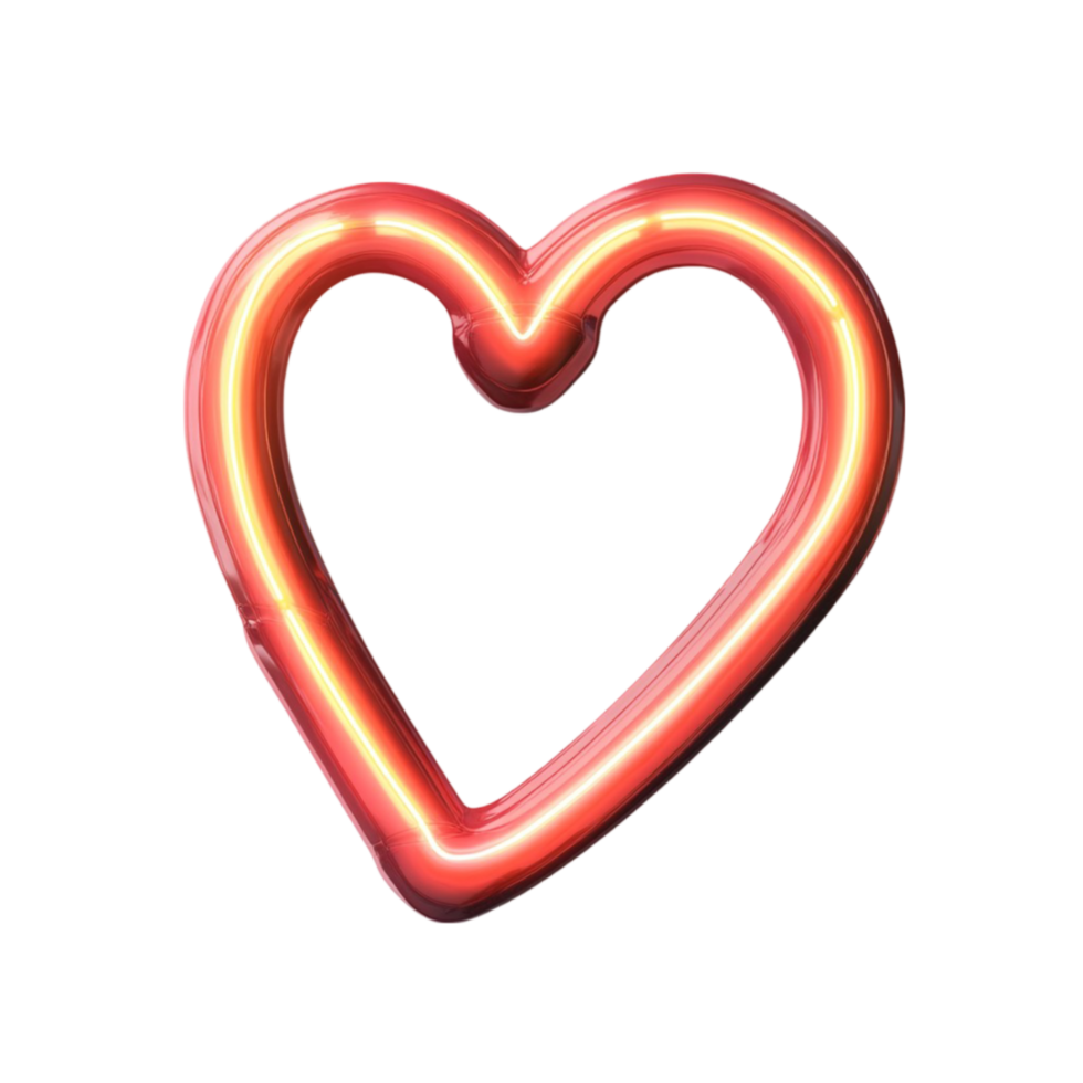 Neon Heart Shape Symbol on Transparent Background png