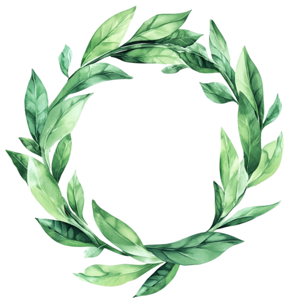 Green Wreath with Leaves on Transparent Background png