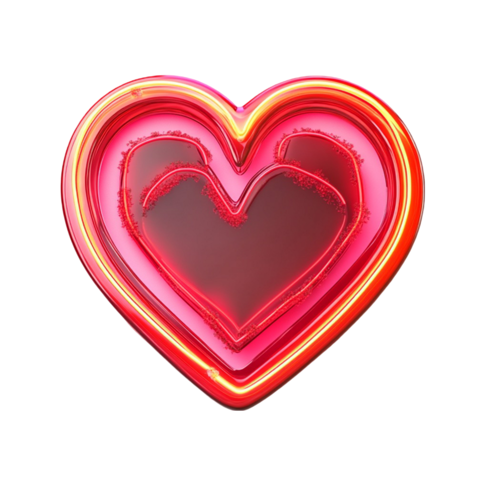 A Red Heart Shaped Neon Sign On Transparent Background png