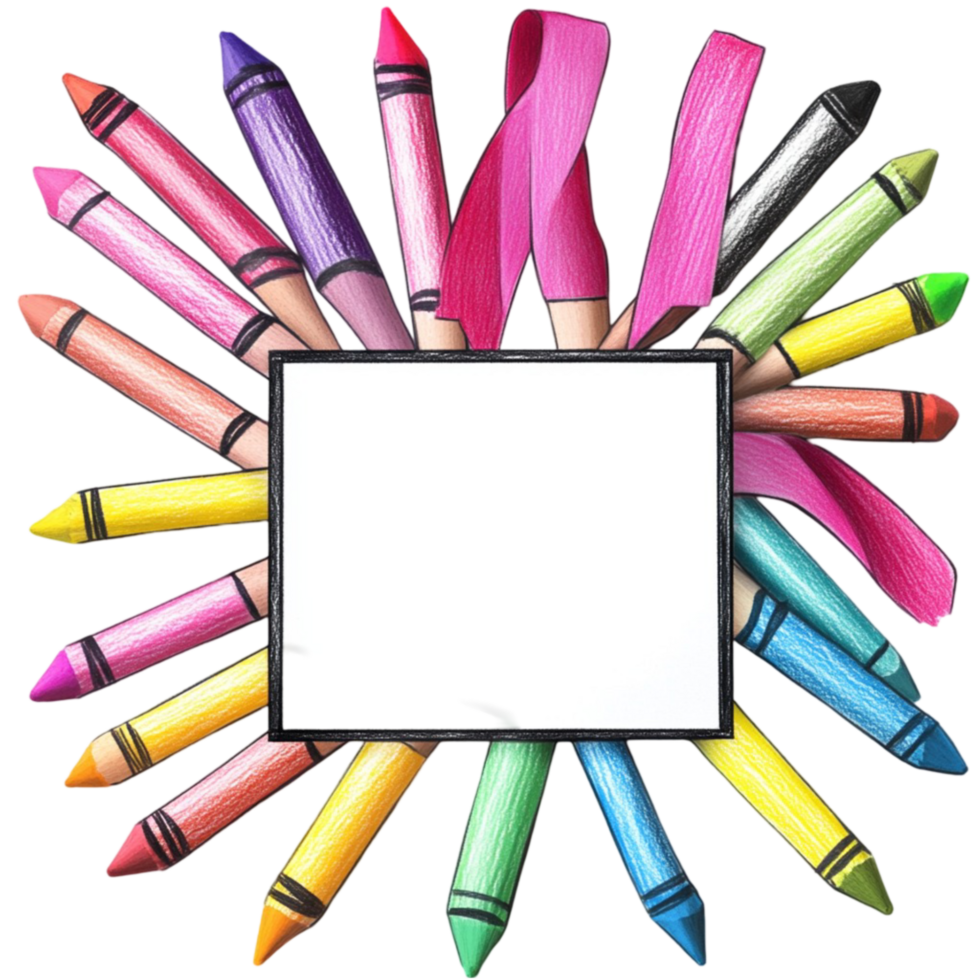 Colored Pencils Frame On Transparent Background png