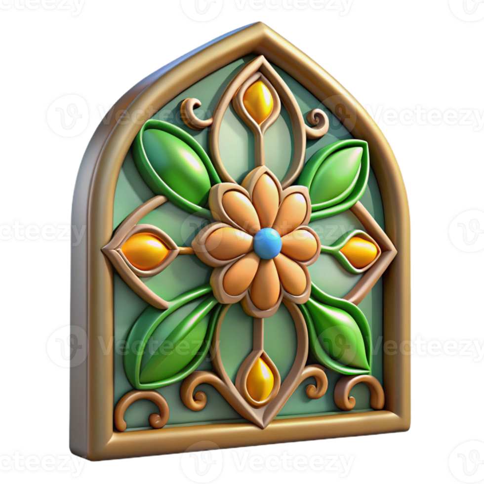3D Floral Arch Design with Gold Frame png