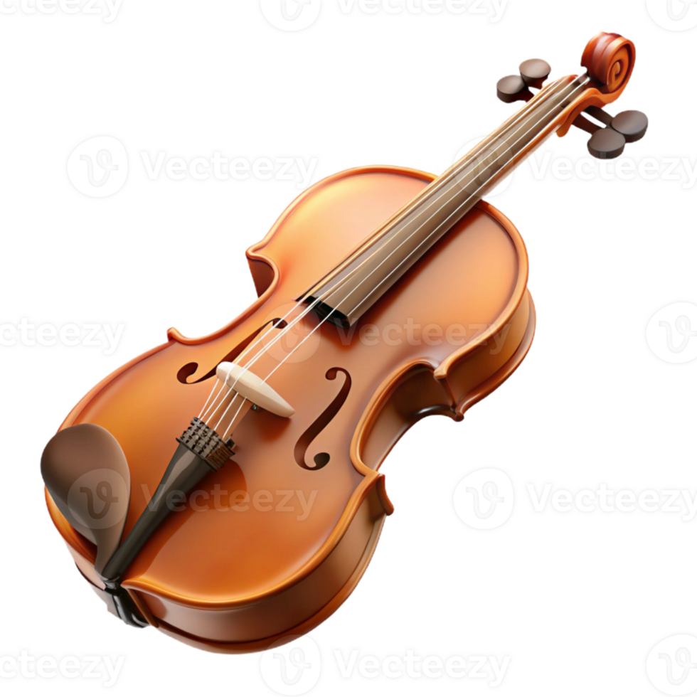 Classic Violin Instrument 3D Render png