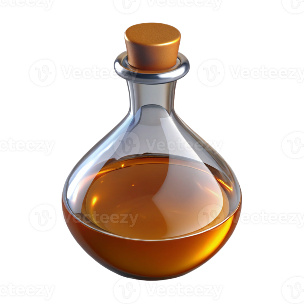 3D Render of Glass Bottle with Cork png