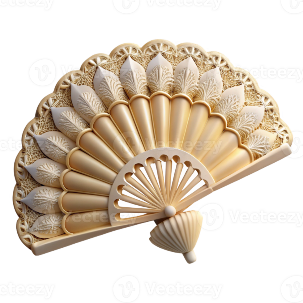 Ornate Hand Fan with Intricate Design png
