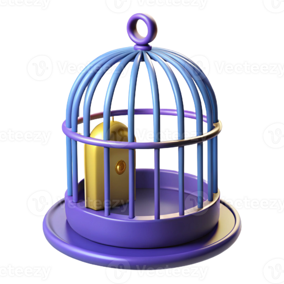 Golden Object in Purple Cage png