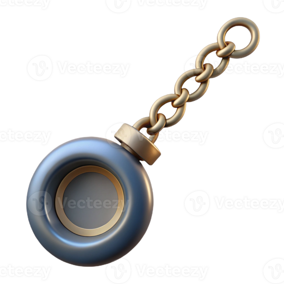 3D Rendered Gold Chain with Circular Pendant png