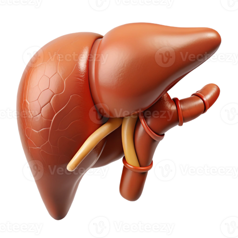3D Render of Human Liver with Vessels png