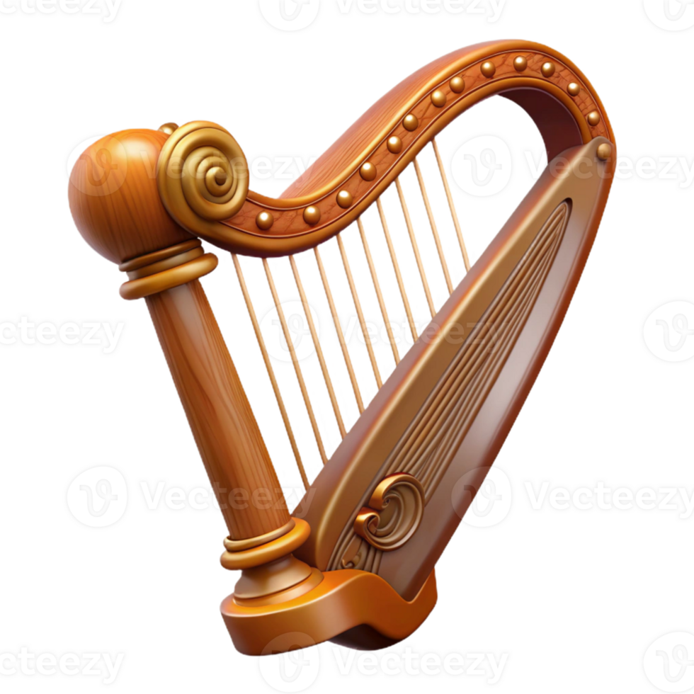 3D Rendered Wooden Harp png