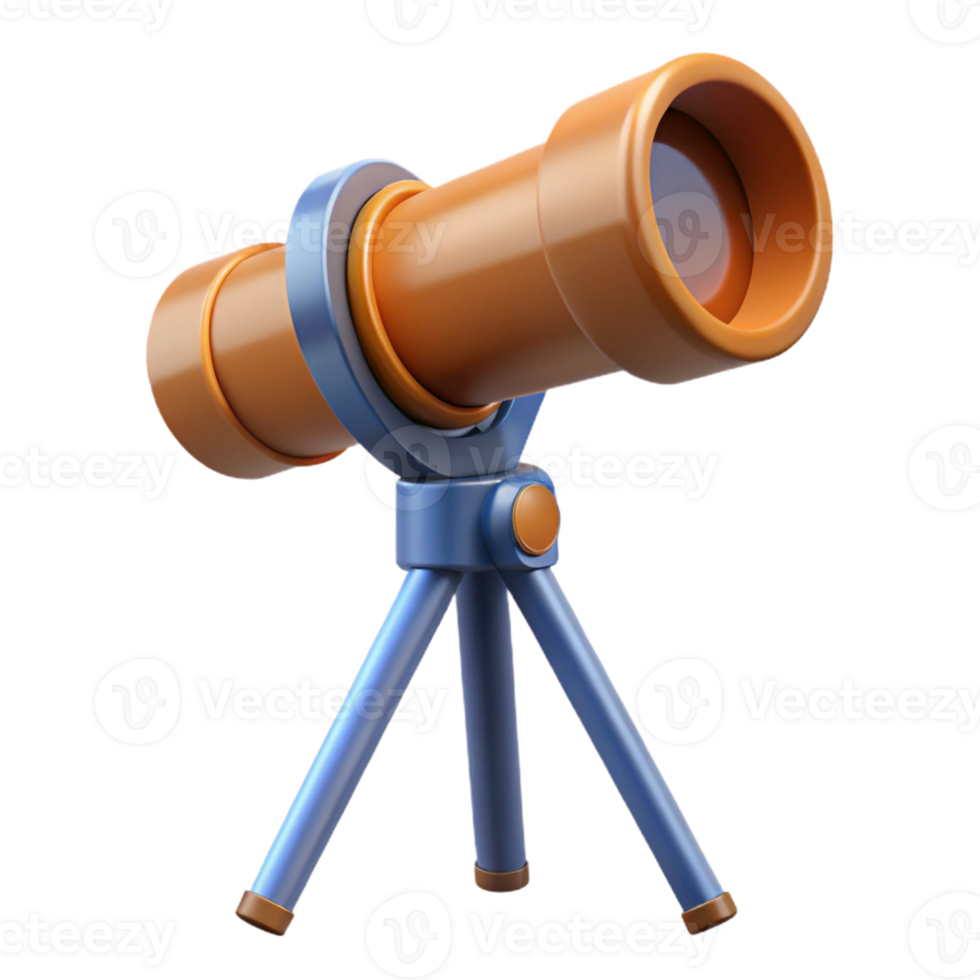 Orange Telescope on Tripod png